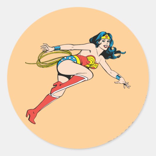 Wonder Woman Leap Right Ronde Sticker (Voorkant)