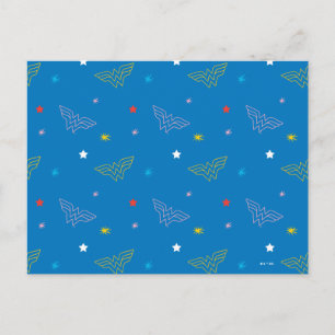 Wonder Woman-logo en sterren blauw patroon Briefkaart