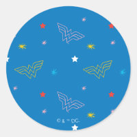 Wonder Woman-logo en sterren blauw patroon