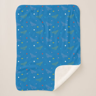 Wonder Woman-logo en sterren blauw patroon Sherpa Deken