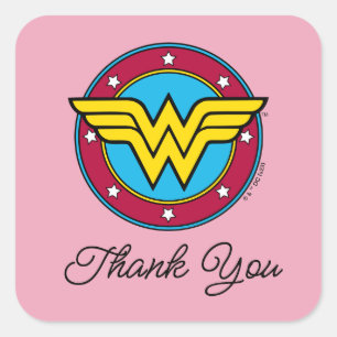 Wonder Woman Logo   Nieuwe baby binnenkort verkrij Vierkante Sticker