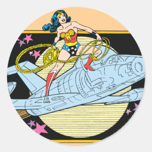 Wonder Woman met Jet Ronde Sticker