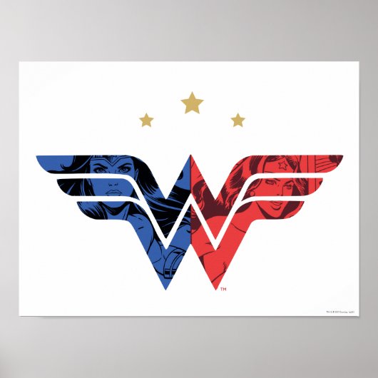 Wonder Woman Modern & Retro Comic Overlay Logo Poster (Voorkant)