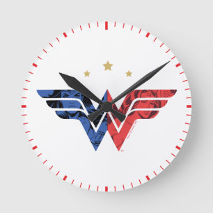 Wonder Woman Modern & Retro Comic Overlay Logo Ronde Klok