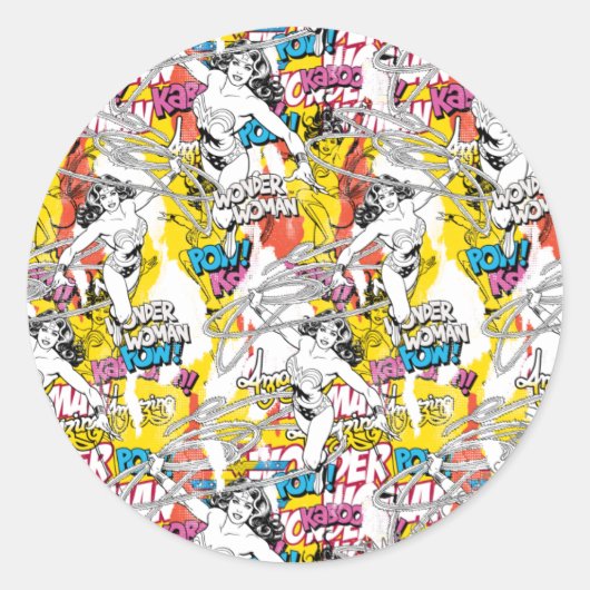 Wonder Woman Neon Pattern Ronde Sticker (Voorkant)