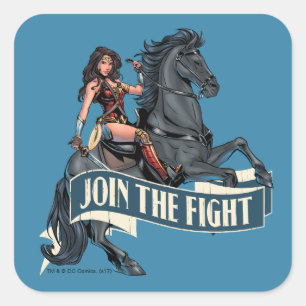 Wonder Woman on Horse Comic Art Vierkante Sticker