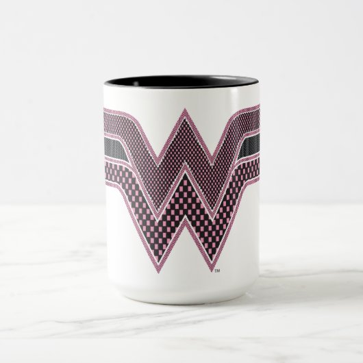 Wonder Woman Pink and Black Checker Mesh Logo Mok (Midden)