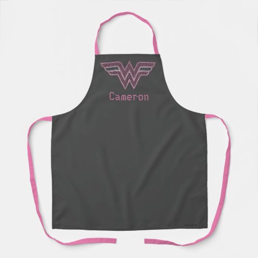 Wonder Woman Pink and Black Checker Mesh Logo Schort (Voorkant)