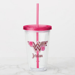 Wonder Woman Pink Camellia Flowers Logo Acryl Drinkbeker