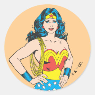 Wonder Woman    Pose met Lasso Ronde Sticker