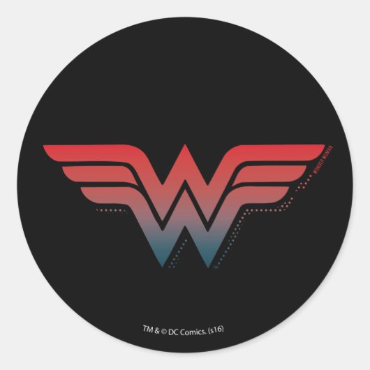 Wonder Woman Red Blue Gradient Logo Ronde Sticker (Voorkant)