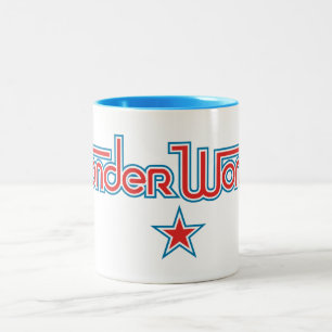 Wonder Woman Red en Blue Star Logo Tweekleurige Koffiemok