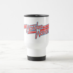 Wonder Woman Red en Blue Stripe Logo Reisbeker