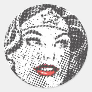 Wonder Woman Red Lips Ronde Sticker