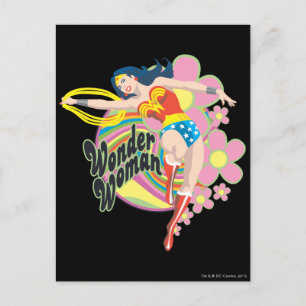 Wonder Woman Retro Flowers Briefkaart