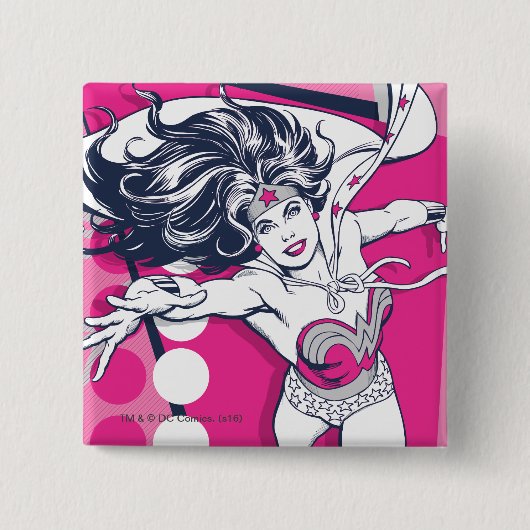 Wonder Woman Retro Glam Character Art Vierkante Button 5,1 Cm (Voorkant)