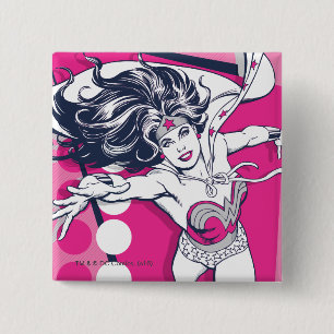 Wonder Woman Retro Glam Character Art Vierkante Button 5,1 Cm