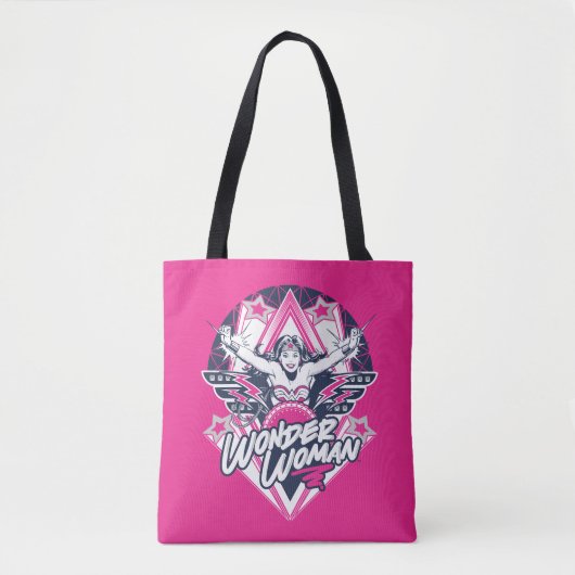 Wonder Woman Retro Glam Rock Graphic Tote Bag (Voorkant)