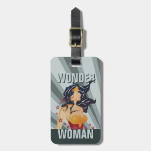 Wonder Woman Retro Profile Sunburst Bagagelabel