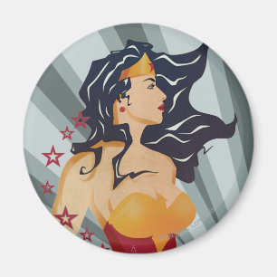 Wonder Woman Retro Profile Sunburst Magneet