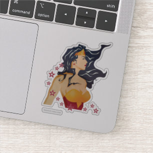 Wonder Woman Retro Profile Sunburst Sticker