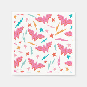 Wonder Woman Roze Logo en Bliksem Patroon Servet