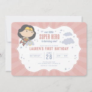 Wonder Woman Super Hero First Birthday Kaart
