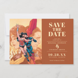 Wonder Woman & Superman Save the Date Invitation Kaart