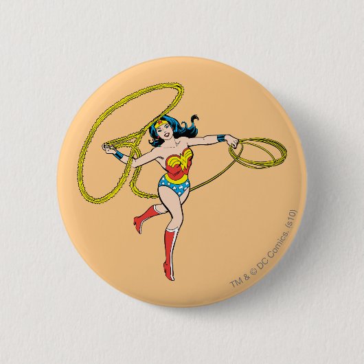 Wonder Woman Swinging Lasso Ronde Button 5,7 Cm (Voorkant)