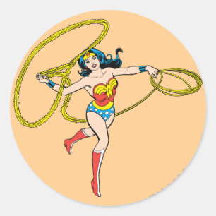 Wonder Woman Swinging Lasso Ronde Sticker