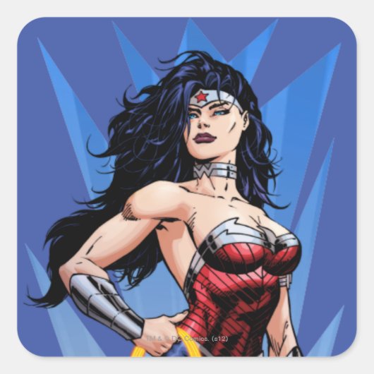 Wonder Woman & Sword Vierkante Sticker (Voorkant)