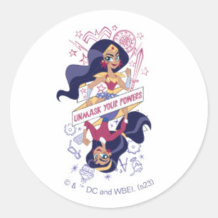 Wonder Woman Unmask Your Powers Ronde Sticker