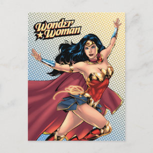 Wonder Woman Wearing Cape Uitnodiging Briefkaart