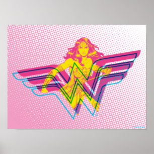 Wonder Woman Yellow-Pink Comic Art Logo Poster