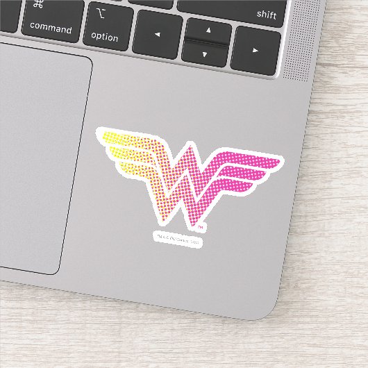 Wonder Woman Yellow-Pink Halftone Gradiënt Logo Sticker (Detail)