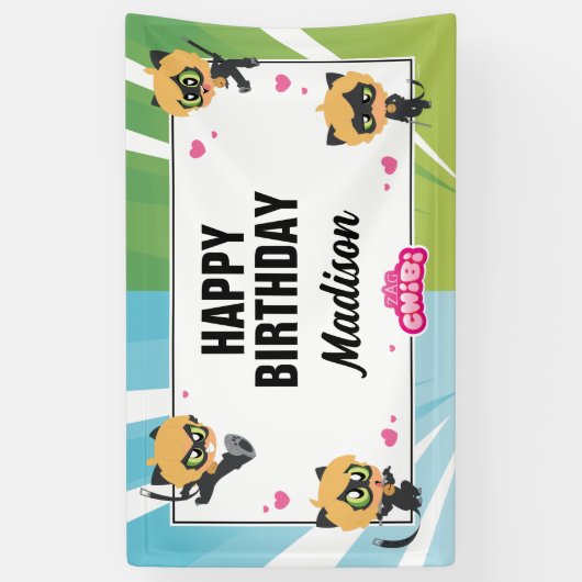 Wonderbaarlijke Cat Noir verjaardag Spandoek (Verticaal)