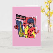 Wonderbaarlijke Comic Ladybug Parijse manier Kaart (Gele Bloem)