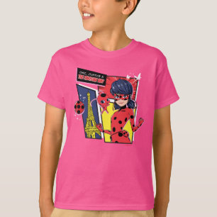 Wonderbaarlijke Comic Ladybug Parijse manier T-shirt
