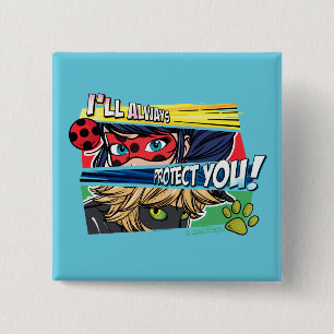 Wonderbaarlijke lieveheersbeestje & Cat Noir besch Vierkante Button 5,1 Cm