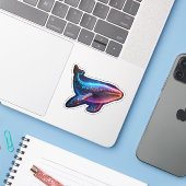 wonderbaarlijke walvis sticker (Laptop met iPhone)