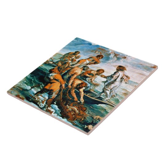 Wonderbare vangst van vis tegeltje (Zijkant)