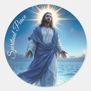 Wonderen van Jezus Christus oceaan spirituele vred Ronde Sticker