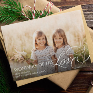 Wonderen van Zijn Liefde Christelijk Christmas One Feestdagenkaart