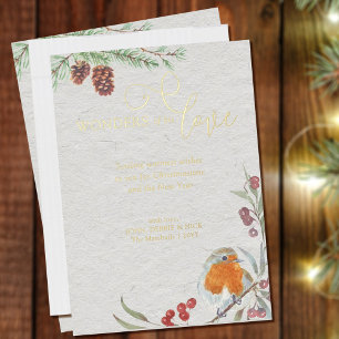 Wonderen van zijn liefde Kerstmis Robin en Pine Go Folie Feestdagenkaart