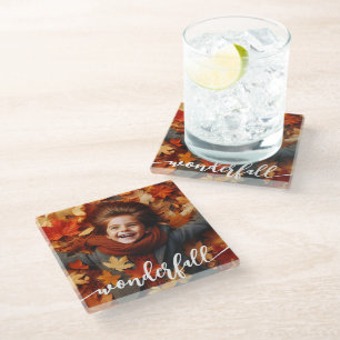 Wonderfall Autumn Fall laat aangepaste foto achter Glazen Onderzetter