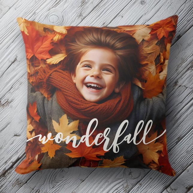 Wonderfall Autumn Fall laat aangepaste foto achter Kussen (Wonderfall Autumn Fall Leaves Custom Photo Throw Pillow Cover Photo)