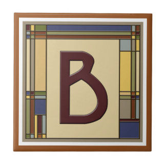 Wonderful Arts & Crafts Geometrisch Initiaal B Tegeltje