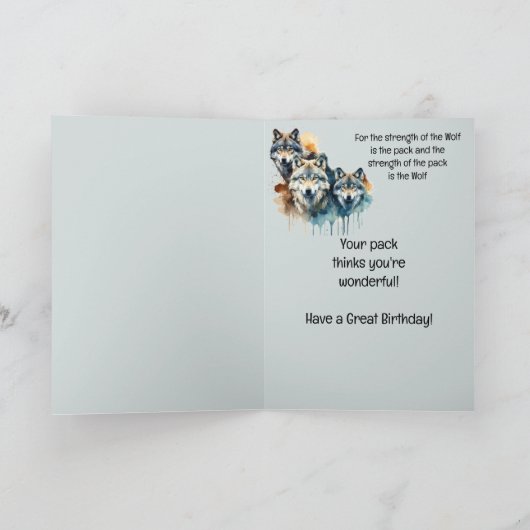 Wonderful Brother Verjaardag Wolf en Pack Quote Kaart (Binnen)