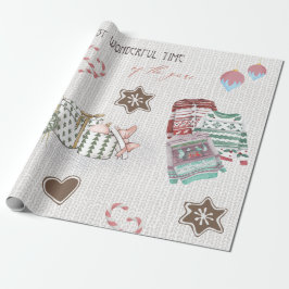Wonderful Christmastime Modern Waterverf Cadeaupapier
