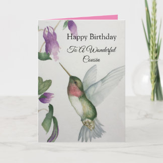 Wonderful Cousin Verjaardag Hummingbird Kaart